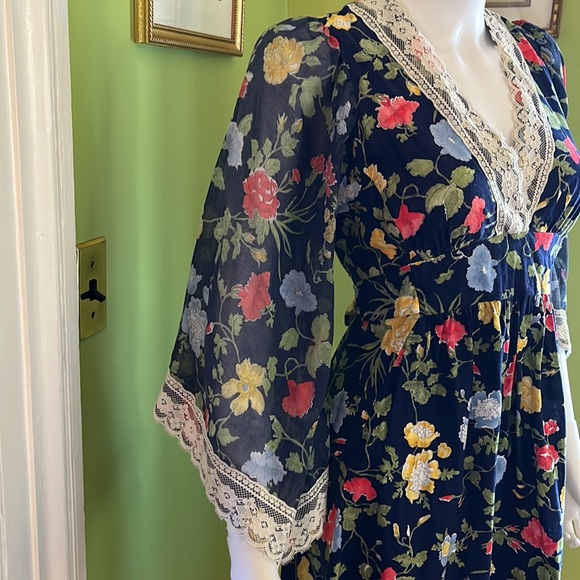 vintage 70s angel sleeve maxi dress - Picture 3 of 8